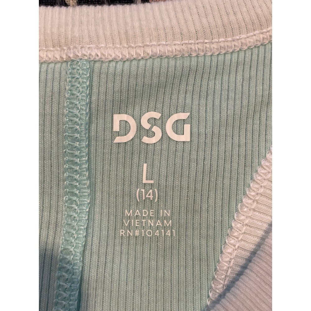DSG Cotton Rib‎ Tank Girls L 14 Waterscape NWT Racerback Lettuce Hem Aqua - Picture 6 of 11